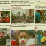 Imprensa mundial destaca o Brasil pelo macabro número de 500 mil mortos por covid-19 e pelos protestos contra Bolsonaro